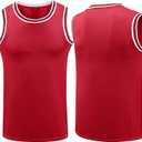 YWIES Plain Basketball Jersey, Blank Team Uniform, Hip Hop Hipster Short Sleeveless Active Shirts (2X-Large, Red)