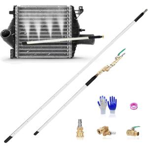 40" & 24" Radiator Cleaning Wand 2-Piece Set, 4500 PSI Stainless Steel Radiator Cleaner with Dual Water/Air Blow Gun Adapter & Quick Connector for Cars, Trucks, RVs, Heavy Equipment
