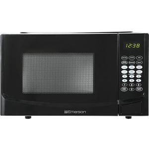 Emerson MW9255B Countertop Microwave Oven, 6 Pre-Programmed Settings, Removable Glass Turntable and Child Safety Lock, 0.9 Cu ft, 900W, Black