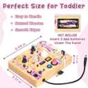 Joyreal Busy Board with 19 LED Lights and 10 Switches, Montessori Toys for 1 2 3 Year Old, Wooden Sensory Activity Board for Toddlers, Travel Toys for Toddler 1-3 Plane Car, Birthday Gifts for Girls