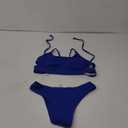 ZAFUL Women's Cutout Bikini Scoop Neck Ribbed High Cut Bikini Sets Two Piece Swimsuit (1-Royal Blue, S)