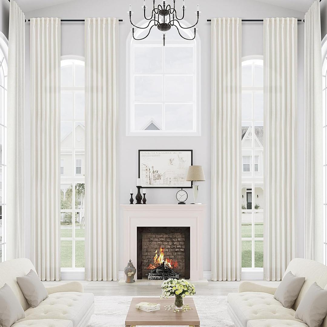 Natural Linen Curtains for High Ceiling Living Room Custom Drapes Linen Semi Sheer Window Curtain Neutral Boho Farmhouse Sheer Curtain 52x216