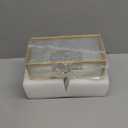 Golden Glass Box Vanity Tray Glass Case Makeup Display Organizer on Dresser, Multifunctional Cosmetic Storage for Palette Lipstick Makeup Brushes Skincare Perfumes Bathroom Accessories