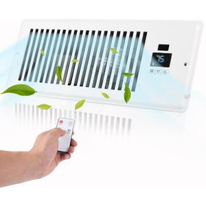 [All-New] Powerful Turbo Register Booster - Airflow Boost AC Vent for Room Wall Floor - Air Boosting With Remote Control 10-Speed, White 4"x10"