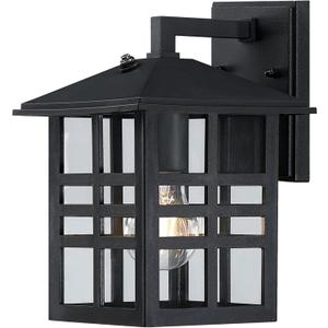 Westinghouse 6123100 Caliste Traditional One Light Outdoor Wall Fixture with Dusk to Dawn Sensor, Black Finish, Clear Glass