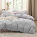Bedsure Light Grey Duvet Cover Full Size - 3 Pieces Prewashed Extra Soft Cotton-Like Bedding Set, Includes 1 Duvet Cover 80x90 Inches with Zipper Closure & 2 Pillow Shams, Comforter Not Included, Gray