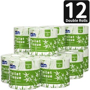 bamboo toilet paper 12 Double Rolls & 360 Sheets Per Roll Sustainable Toilet Tissue 3-Ply toilet paper bulk Septic Safe Plastic Free