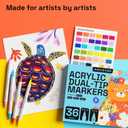 ARTISTRO 36 Acrylic Paint Markers - Paint Pens for Calligraphy, Brush + Fine Tips - For Fabric, Rock, Glass, Wood, DIY, Craft, Canvas - Art and Craft Supplies for Adults, Teens, Kids