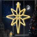 Enhon 1 Pack 16 Inch Bethlehem Star Window, Christmas Star, Nativity Lighted Outdoor, USB Powered or Battery Operated Bethlehem Christmas Neon Light for Window Bedroom Indoor Decor (Warm White)
