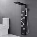 LED Shower Panels Tower System, SUS304 Stainless Steel Bathroom Shower Panel System with 4 Body Jets, Rainfall, Waterfall, Handheld Shower, Tub Faucet (Black)