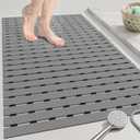 OTHWAY Large Shower Mat, 35.4 x 24 Inch No Suction Cup Shower Mat Non Slip, Quick Drain Large Non Slip Shower Mats for Inside Shower, Heavy Duty Curlable PVC Shower Floor Mat, Dark Grey