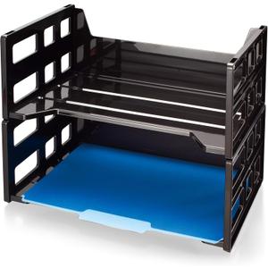 Officemate Recycled High Capacity Letter Tray, Set of 2 (26056),Black