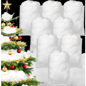 Jerify 8 Bags Christmas Fake Snow Decoration Artificial Snow Cotton Snow Fluffy Indoor Decoration Snow Blanket Scene Decor White for Christmas Tree Home Winter Party Mantle Village Ornament, 28 Ounces