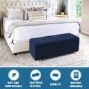 2-Piece Stretch Ottoman Covers Rectangle Slipcovers for Folding Storage Stools, Non-Slip Elastic Bottom, Soft Fabric Furniture Protectors (Navy, X-Large)