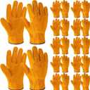 Lasnten Leather Work Gloves Flexible Grip Gardening Gloves Thorn Proof Cut Resistant Cowhide Construction Glove Men Women 12pairs