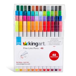 KINGART 418-47 FINE LINE PEN Marker Set, 47 Unique Colors, Size 04 mm Tip, Set of 47