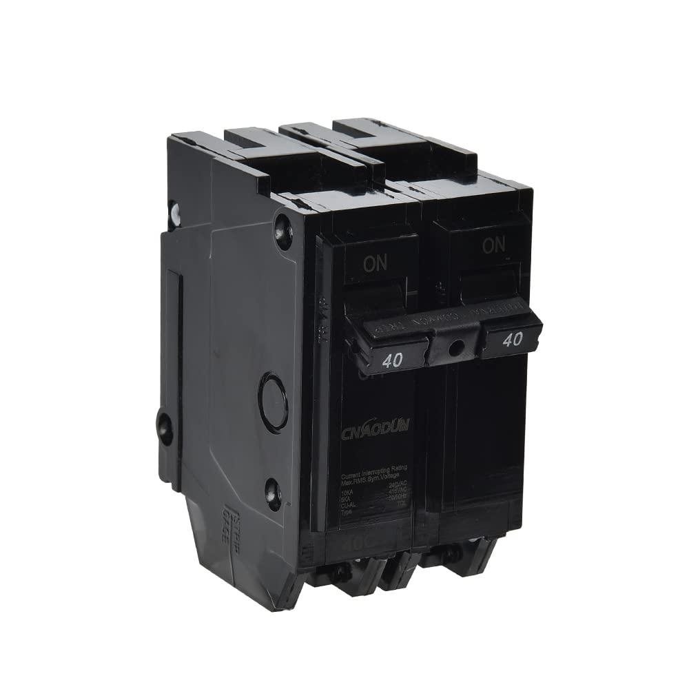 40 Amp Breaker, CNAODUN 2 Pole Circuit Breaker 120/240VAC 10KA Plug-in Mount