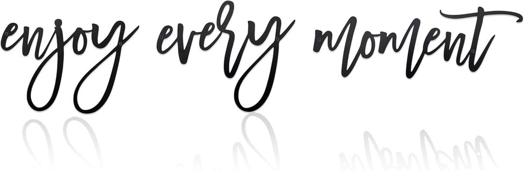 Metal Enjoy Every Moment Wall Sign Decor - Laser Cut Words Metal Words Hallway Wall Decor for Home Living Room, Bedroom, Bathroom and More