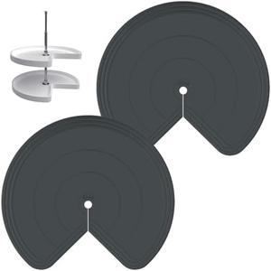 ZDLS Lazy Susan Shelf Liner, Silicone Lazy Susan Liner for Dual Tier Pie Cut Lazy Susan Organizer, Non-Slip Thermal Protection Lazy Susan Mat 2 PCS (Black, 24")