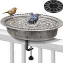 VIVOHOME Deck Mounted Oval Polyresin Bird Bath with Solar Fountain, Adjustable Clamp for Railings up to 3.9 Inch, Capacity 1.3 Gallons for Patio, Gardens, Yard, Deck, Gray