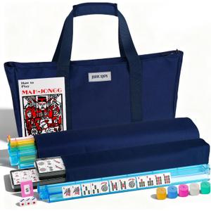 166 Pcs Melamine American Mahjong Tiles Set with Carrying Bag, Racks, Pushers, Dice & Instructions | Complete Game Set for Beginners & Adults, Portable for Travel, Home and Family Game Night