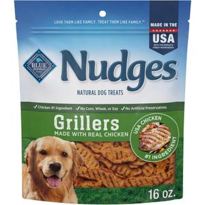 Blue Buffalo Nudges Grillers Natural Dog Treats, Made in the USA with Real Chicken, 16-oz Bag