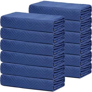 Heavy Duty Moving & Packing Blanket - 80" x 72" (40 lb/dz Weight) - Professional Quilted Shipping Thick Furniture Pad (12 Blankets)