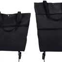 Trolley Folding Shopping Bag Collapsible Two-Stage Zipper Folding Shopping Bags 2 In 1 Foldable Shopping Portable Cart With Wheels Lightweight Storage Bag for Shopping Fruits Vegetables (Black)