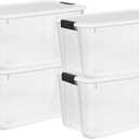 Sterilite 4 Pack Ultra Latching Box, Storage Bins with Lids, Clear Plastic, 70 Quart - Heavy-Duty Organizing Containers for Closet, Bathroom, and Office