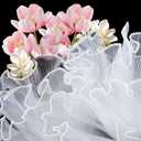 4.37 Yards White Pearl Edge Bouquet Wrapping Mesh, Flower Wrapping Paper Lace Trim for Women, Brides for Wedding Present Packaging, Christmas Decor, Florist Supplies, Parties