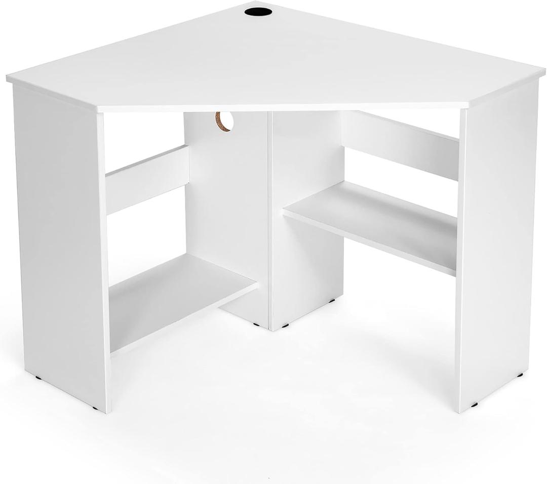 Overstock Corner Desk 90 Degrees Triangle Computer Desk Makeup Vanity Desk White
