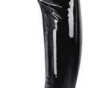 girgod Thigh High Boots for Women Sexy Pointed Toe Over The Knee Boots Cosplay Dance Party Patent Leather Chunky Heels GOGO Knee High Boots (7.5, Black)
