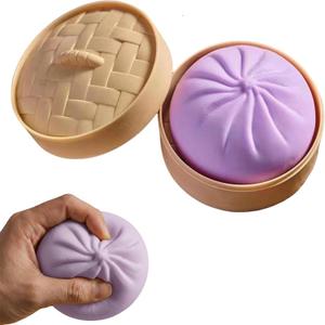 Giant Dumpling Squishy, Large Dumpling Squishy, Mystery Jumbo DumplingSquishy,Food Steamer Stretchy Desk Toys, Cute Anxiety Relief Fidget Toy, Soft Squeeze Decompression Dough for Adults (Purple)
