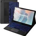 LAMA 7 Colors Backlit Keyboard Case with Touchpad for 11 Inch Tab A9 Plus 2023/ Tab A11 Plus 2025, Slim Stand Cover, Smart Trackpad, Detachable Keyboard with Case, S Pen Holder, Black