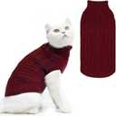 PUPTECK Winter Cat Sweater Coat - Soft Warm Cold Weather Clothes Knitwear for Kittens & Small Dogs Indoor Outdoor Wearing, Knitted Classic for Doggies Kitties Girls Boys, Red, M