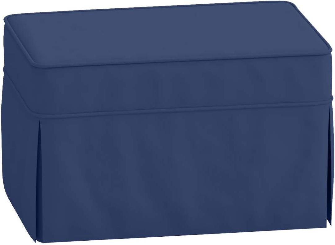 The Cotton Ottoman Slipcover Replacement. It Fits Pottery Barn PB Basic Ottoman. Dense Cotton Sofa Footstool Cover (Blue)