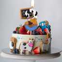 2 x Birthday Number 8 Candles,Cute Cow Birthday Cake Decoration,Cowboy Three Cowgirl Rodeo Party,Baby Shower for Boy Girl Decor Supplies