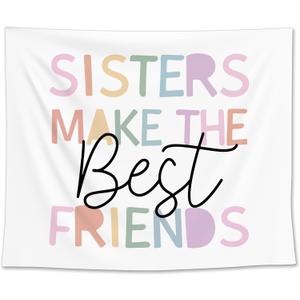 EGBTL Boho Girl Nursery Tapestry, Kids Wall Tapestry for Bedroom, Pastel Sisters Make the Best Friends Tapestries Wall Hanging Decor for Toddler Girl Nursery Room Dorm Playroom, 50x60 Inches