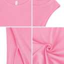 Missufe Women's Round Neck Sleeveless Tie Waist Knit Side Slit Slim Tank Midi Dress (Pink)