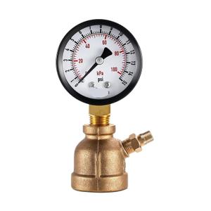 Gas Test Pressure Gauge 15 lb, 15 PSI/100 kPa 3/4 in FNPT Brass Bell Body