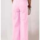 SOLY HUX Women's Wide Leg High Waisted Loose Jeans Dressy Casual Denim Pants Solid Pink Large (Pink, L)