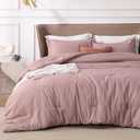 Bedsure Queen Comforter Set - Dusty Rose Soft Bedding for All Seasons, Cationic Dyed Bed Set, 3 Pieces, 1 Queen Size Comforter (90"x90") and 2 Pillow Shams (20"x26"+2")