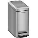 Slim Bathroom Trash Can with Lid Soft Close, Step Pedal, 6 Liter / 1.6 Gallon Stainless Steel Trash Bin, Small Garbage Cans for Bedroom, Office, Kitchen