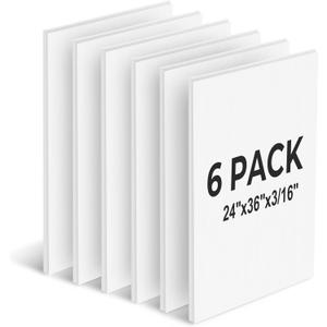 2436 White Poster Board, 3/16 Inches Thick Corrugated Plastic Board, Large Blank Board for Sign, School Projects,Craft,Art, Pack of 6 