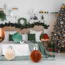 Sinmoe 3 Pcs Giant Velvet Christmas Inflatable Balls Ornament 12 Inch Neutral Hanging Xmas Balls Large Blow up Flocked Decorations for Holiday Couch Chair Lawn Porch Decor