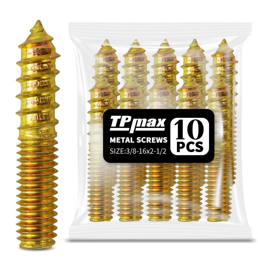 10 Pack 3/8-16 x 2-1/2 Inch Hanger Bolts Double Headed Bolts Self-Tapping Screw Hanger Bolts for Furniture (3/8-16" x 2-1/2")