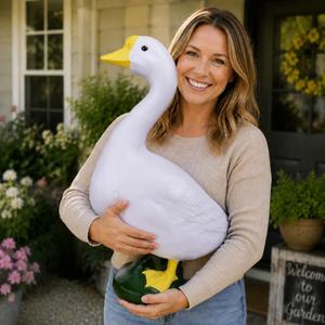 Large Porch Goose Statue 23 inch with magenetic Wig Resin