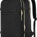 MOMUVO Large Travel Backpack Women, Flight Approved Carry On Backpack, Water Resistant Anti-Theft Casual Daypack School Bag Fit 17 Inch Laptop with USB Charging Port, Black, 17.3 inch
