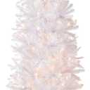 National Tree Company 7 ft Pre-Lit Kingswood Fir Slim Artificial Christmas Tree, 300 Clear Lights, 892 Tips, Includes Stand, White