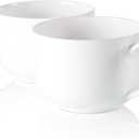 Fine Bone China Mugs with Handles Set of 2, Soup Mugs with Handles, 25 Oz Simplicity White Large Soup Mugs, Ceramic Bowls for Ice Cream, Oatmeal, Fruit, Yogurt, DIY Gift, Snack Bowls (2 Pcs Blank)